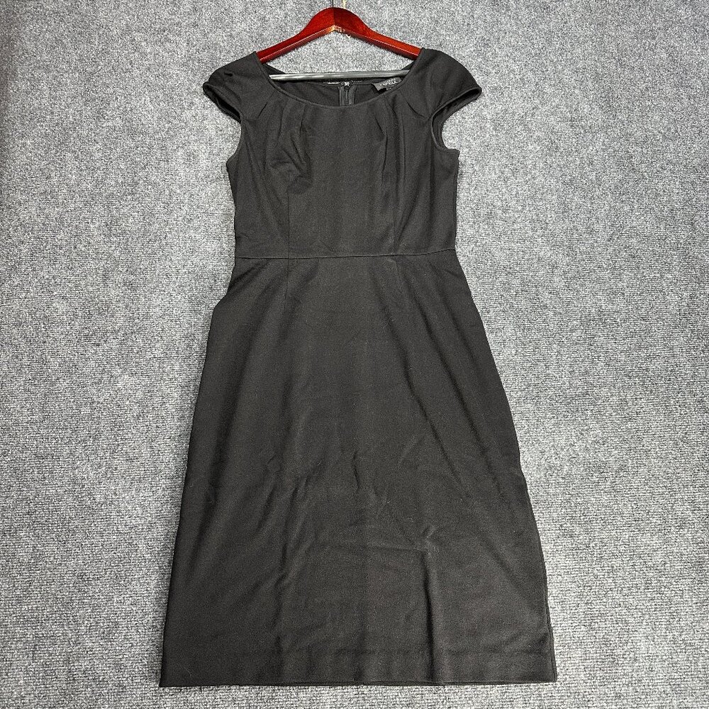 Adrianna Papell Dress Womens 8 Black Knit Stretch Aline Sleeveless Back Zip